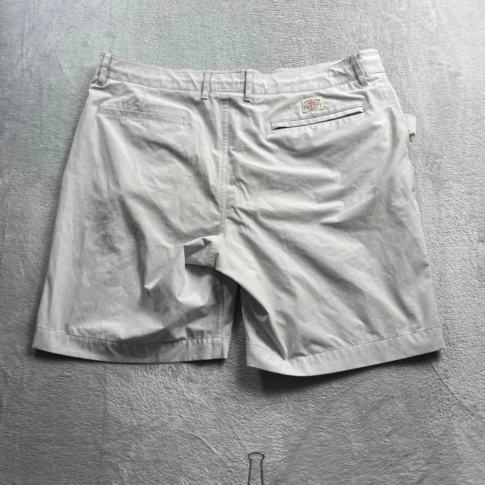 Faherty All Day Shorts Mens 38 Light Gray Hybrid Stretch Chino Flat Front